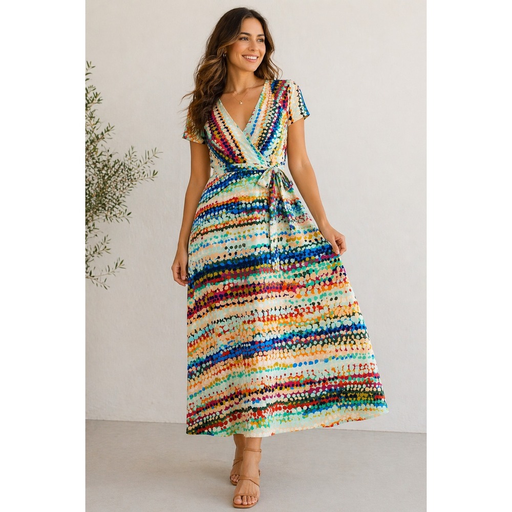 Cap Juluca Aldo Martins Dress L Colorful Abstract Cinco de Mayo Siesta Boho